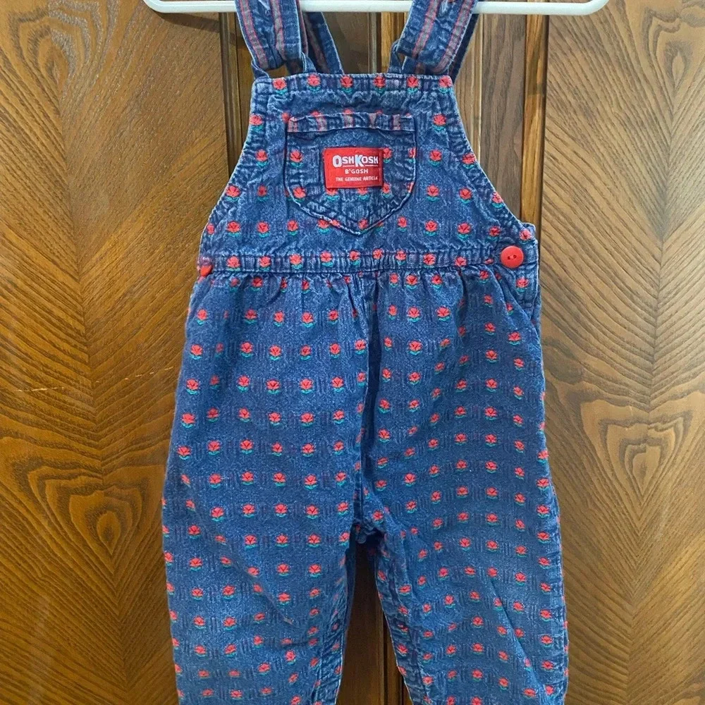 Vintage Oshkosh B’Gosh Floral Overalls  - Size 18 Months Floral Rose line
